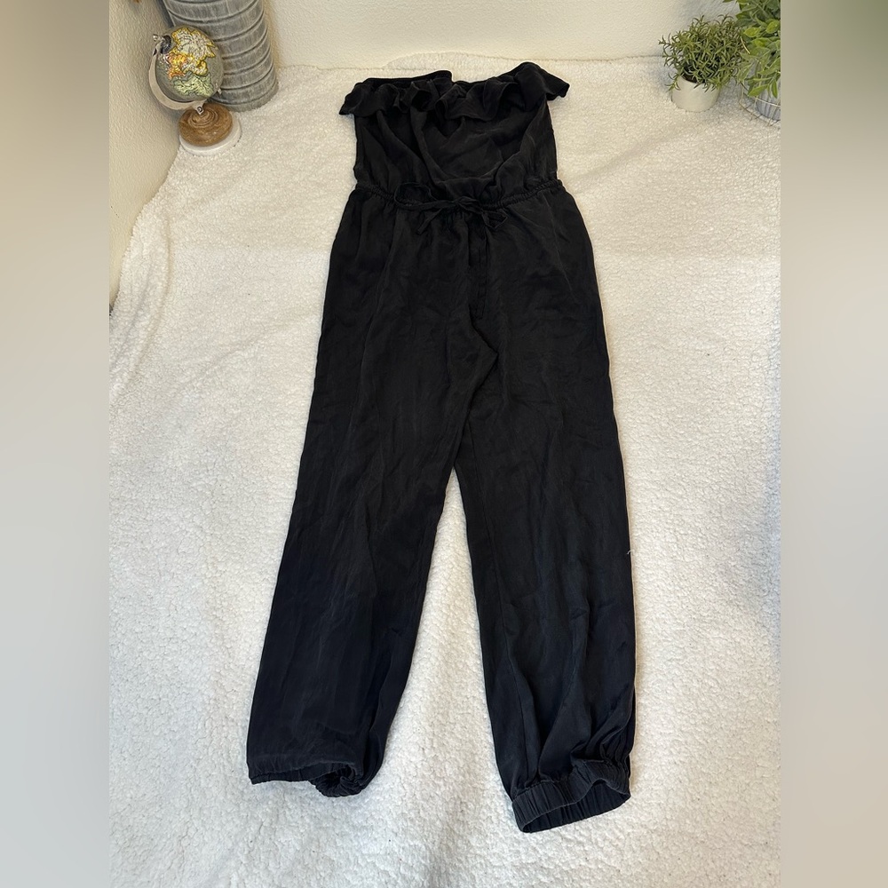 Bebe strapless ruffle jumpsuit size small